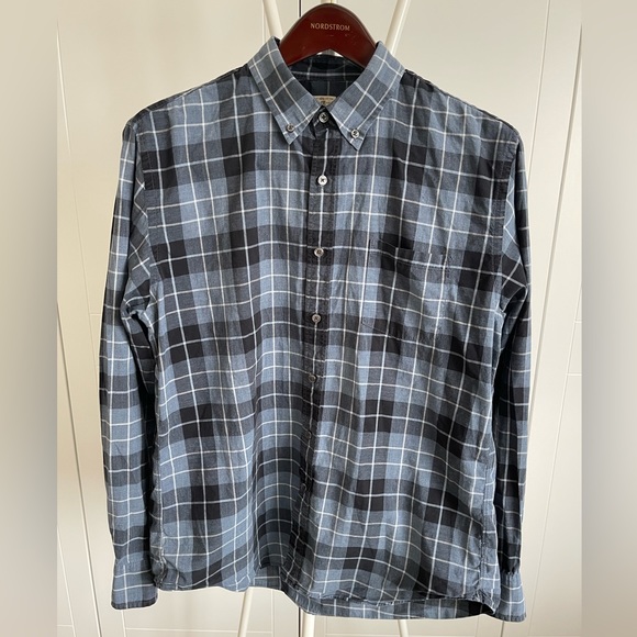 JCrew Mens Blue and White Plaid Shirt Size Large - Picture 3 of 7